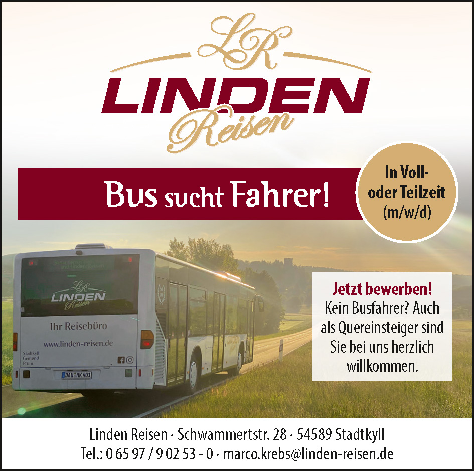 Linden Reisen Mitarbeiter:in - Bus sucht Fahrer!